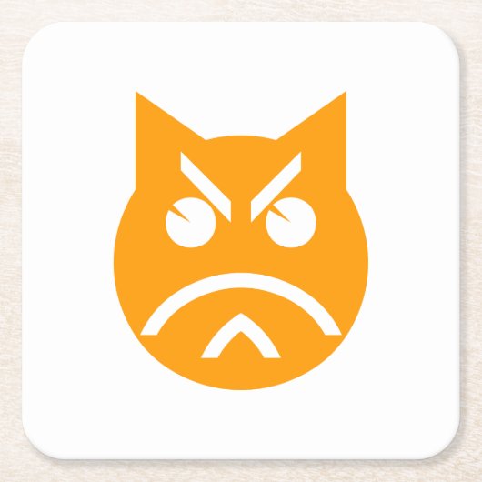 Pouting Emoji Cat Kartonnen Onderzetters (Voorkant)