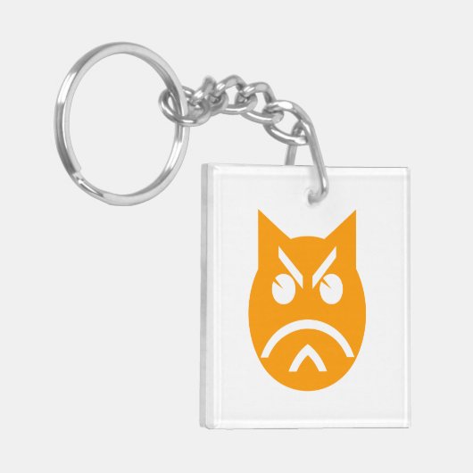 Pouting Emoji Cat Sleutelhanger (Voorkant Links)