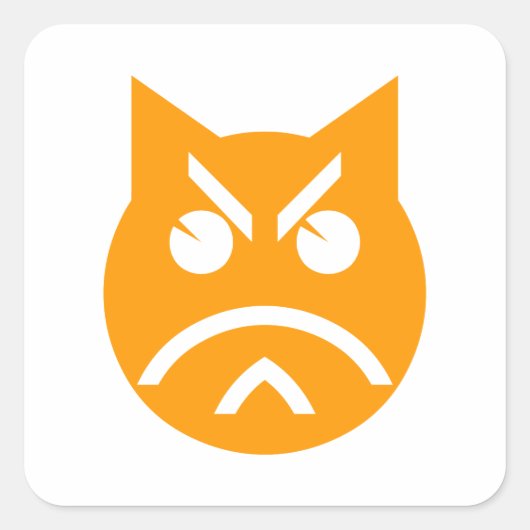 Pouting Emoji Cat Vierkante Sticker (Voorkant)