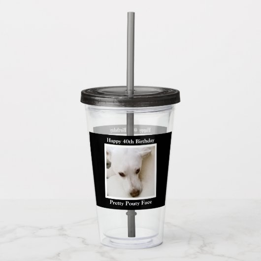  Pouty Face Cute Dog 40th Birthday Black Acryl Drinkbeker (Voorkant)