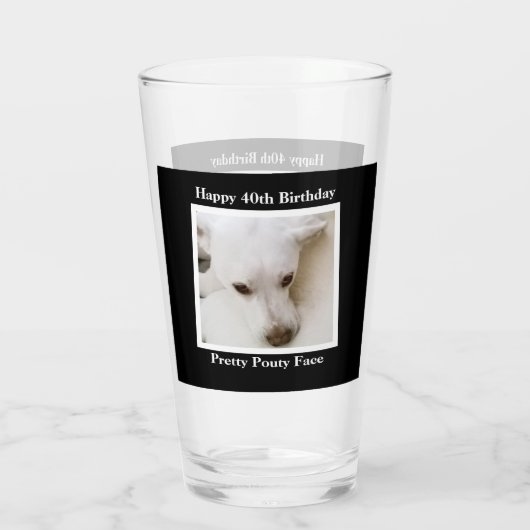  Pouty Face Cute Dog 40th Birthday Black Glas (Achterkant)