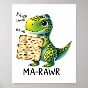 Pover Maror Ma-roar Dinosaur Funny Pesach Peuter Poster