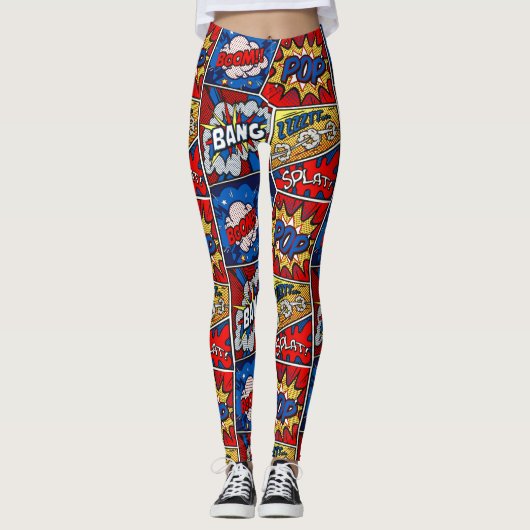 Pow Bang Boom! Fun Super Hero Leggings (Voorkant)