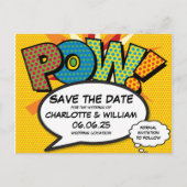 POW Bewaar de datum Fun Retro Comic Book Pop Art Aankondigingskaart (Voorkant)
