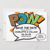 POW Bewaar de datum Fun Retro Comic Book Pop Art Kaart (Voorkant)