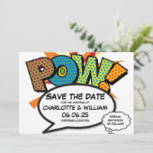 POW Bewaar de datum Fun Retro Comic Book Pop Art Kaart (Staand voorkant)