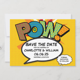 POW Bewaar de datum Leuke Retro Strip Pop Art Save The Date