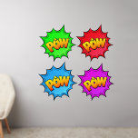 Pow Burst, op Groen Rood Blauw Paars, Pop Art 50" Muurstickers<br><div class="desc">Pow Burst in Geel op Groen Rood Blauw en Paars - een Great Pop Art Wall Decal - Verander de grootte van deze decals door de grootte van het Decal Sheet te wijzigen - 4 formaten - van 12" x 12" naar 36" x 36" - Deze zijn gedrukt op een...</div>