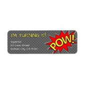 POW! - Comic Book Superheld Birthday Sjabloon Etiket (Voorkant)