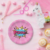 Pow Comic Book Superhero Verjaardag van het meisje Papieren Bordje (Feest)