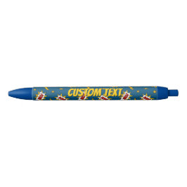 Pow Comic Sound Effect Pattern Blauwe Inkt Pen