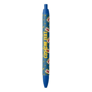 Pow Comic Sound Effect Pattern Blauwe Inkt Pen