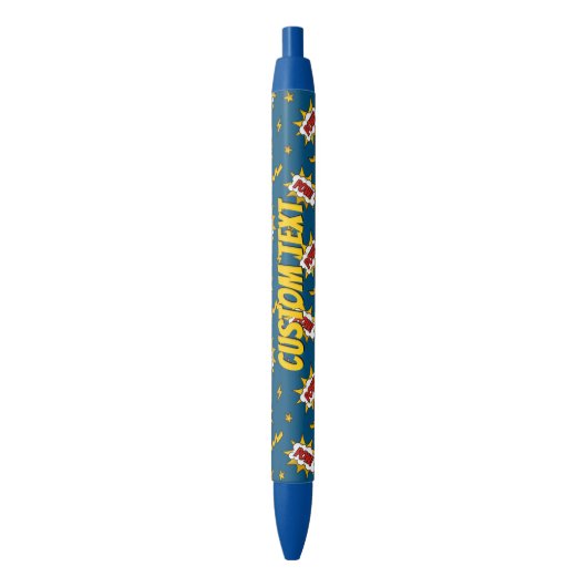 Pow Comic Sound Effect Pattern Blauwe Inkt Pen (Voorkant Verticaal)