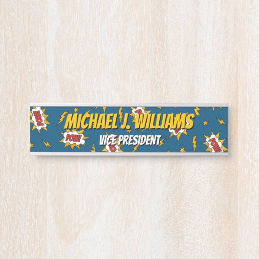 Pow Comic Sound Effect Pattern Deurbordje (Voorkant)