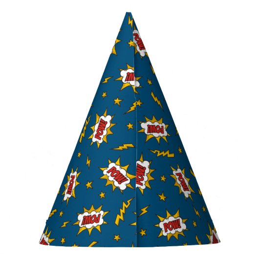 Pow Comic Sound Effect Pattern Feesthoedjes (Achterkant)