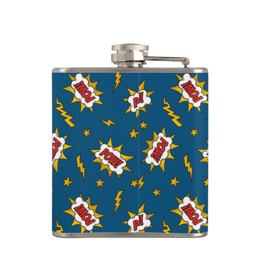 Pow Comic Sound Effect Pattern Heupfles (Achterkant)