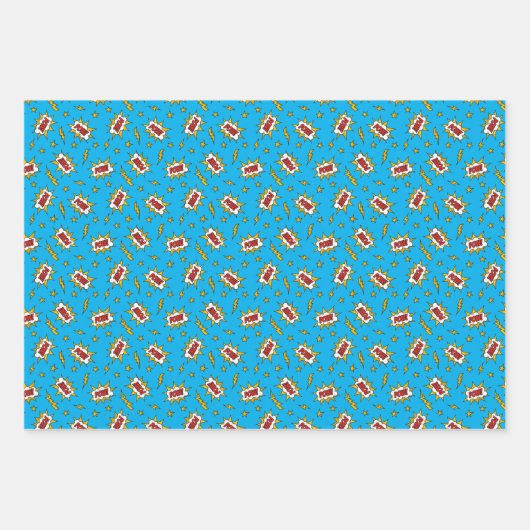 Pow Comic Sound Effect Pattern Inpakpapier Vel (Voorkant 2)
