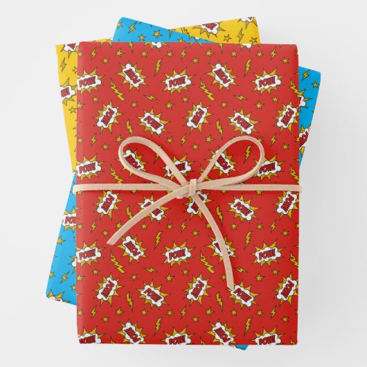 Pow Comic Sound Effect Pattern Inpakpapier Vel (In situ)