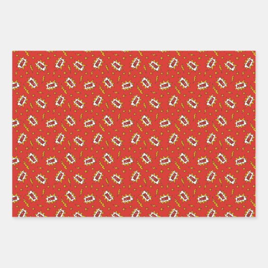 Pow Comic Sound Effect Pattern Inpakpapier Vel (Voorkant)