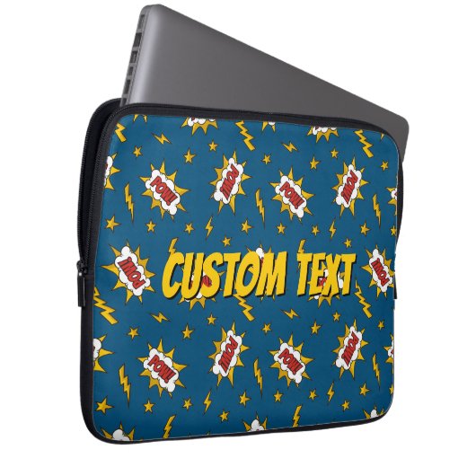 Pow Comic Sound Effect Pattern Laptop Sleeve (Voorkant Rechts)