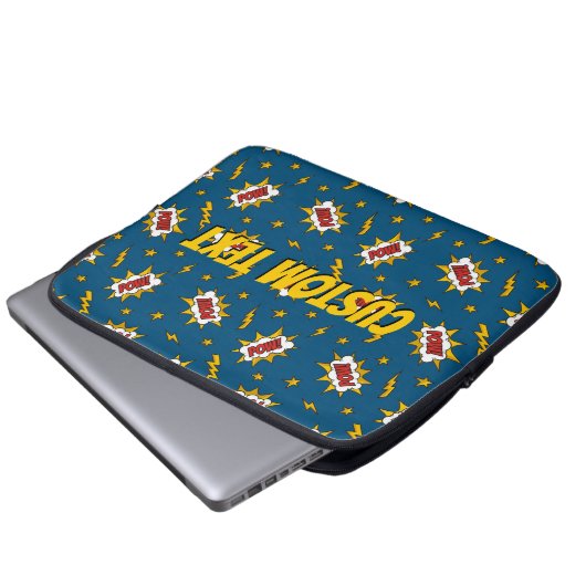 Pow Comic Sound Effect Pattern Laptop Sleeve (Voorkant onderkant)