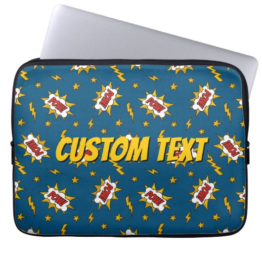 Pow Comic Sound Effect Pattern Laptop Sleeve (Voorkant)