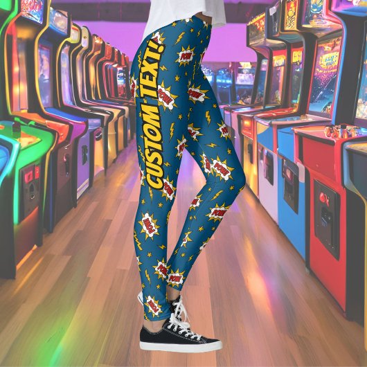 Pow Comic Sound Effect Pattern Leggings