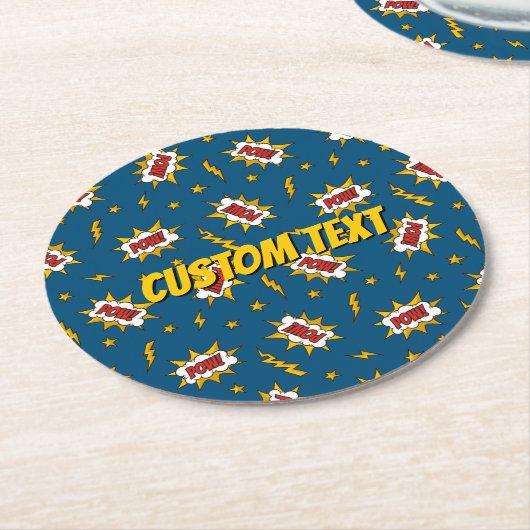 Pow Comic Sound Effect Pattern Ronde Kartonnen Onderzetter (Gebogen)