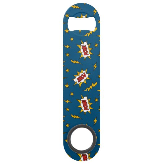 Pow Comic Sound Effect Pattern Speed Flessenopener (Achterkant)