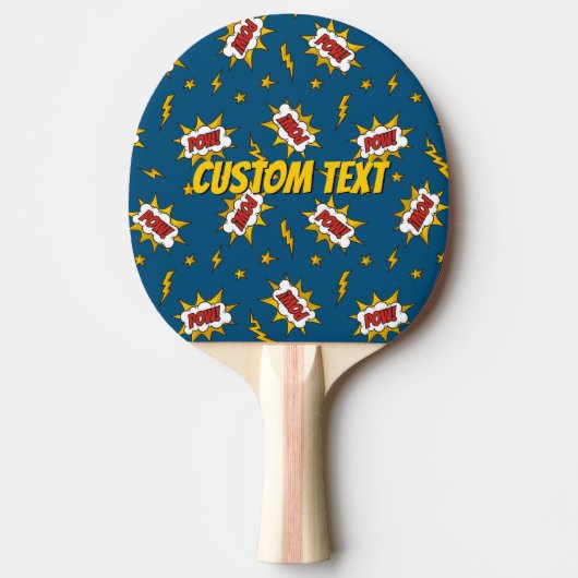 Pow Comic Sound Effect Pattern Tafeltennisbatje (Voorkant)