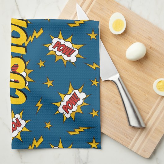 Pow Comic Sound Effect Pattern Theedoek (Quarter Fold)