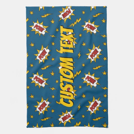 Pow Comic Sound Effect Pattern Theedoek (Verticaal)