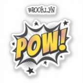 Pow fun pop art stripstijl typografie callout sticker (Voorkant)