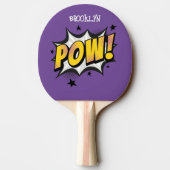 Pow fun pop art stripstijl typografie callout tafeltennisbatje (Achterkant)