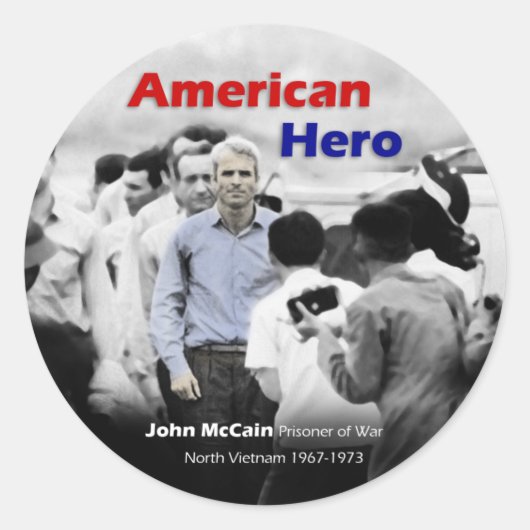 POW John McCain Amerikaanse held Ronde Sticker (Voorkant)