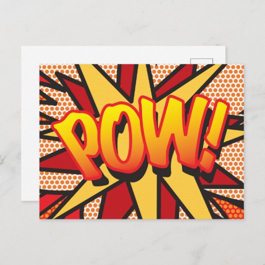 POW Leuk Retro Stripboek Pop Art Aankondigingskaart (Voorkant / Achterkant)