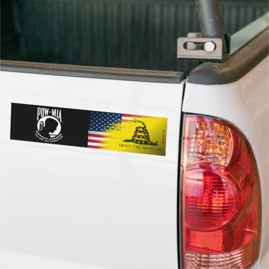 POW MIA, Amerikaanse en Gadsden Flag Bumpersticker (Op Truck)