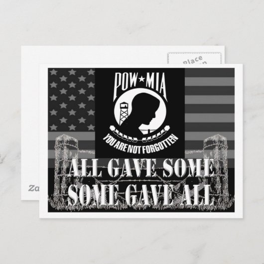 POW-MIA BRIEFKAART (Voorkant / Achterkant)