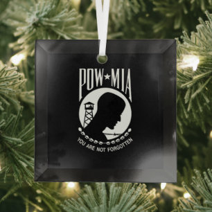 POW MIA Flag: Vermiste soldaten van de Vietnamoorl Glas Ornament