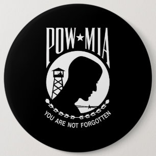 POW MIA Flag: Vermiste soldaten van de Vietnamoorl Ronde Button 6,0 Cm