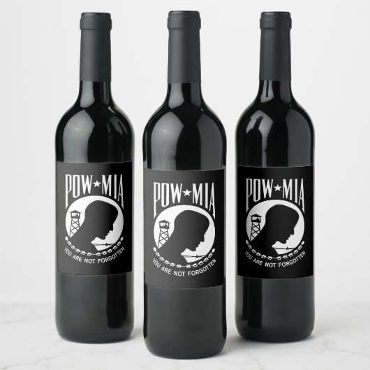 POW MIA Flag: Vermiste soldaten van de Vietnamoorl Wijn Etiket (Flessen)