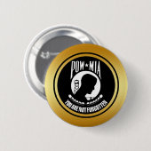 POW MIA - GOLD LIJST RONDE BUTTON 5,7 CM (Voorkant /achterkant)