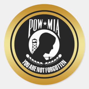 POW MIA - GOLD LIJST RONDE STICKER