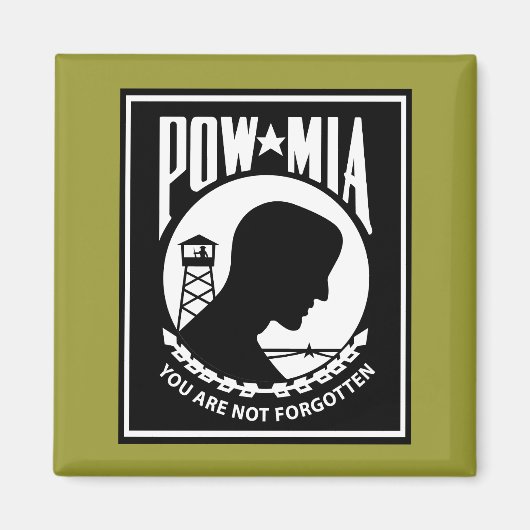POW/MIA-Logo - Rechthoek Magneet (Voorkant)