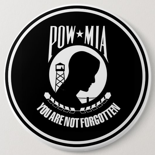 POW MIA MILITARY HEROES GEAR RONDE BUTTON 6,0 CM (Voorkant)