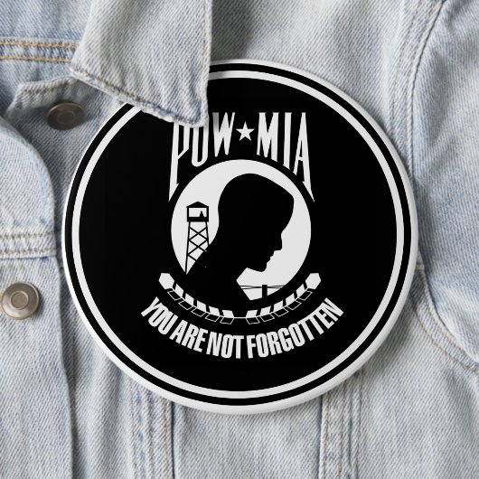 POW MIA MILITARY HEROES GEAR RONDE BUTTON 6,0 CM (In situ)