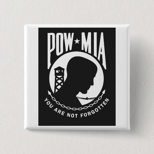 POW MIA Pin Back-Button Vierkante Button 5,1 Cm (Voorkant)
