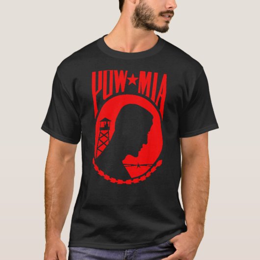 POW MIA POWMIA Red Design T-shirt (Voorkant)