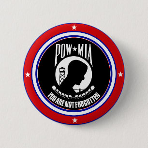 POW MIA - RODE WITTE EN BLAUW RONDE BUTTON 5,7 CM