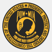 POW-MIA RONDE STICKER (Voorkant)